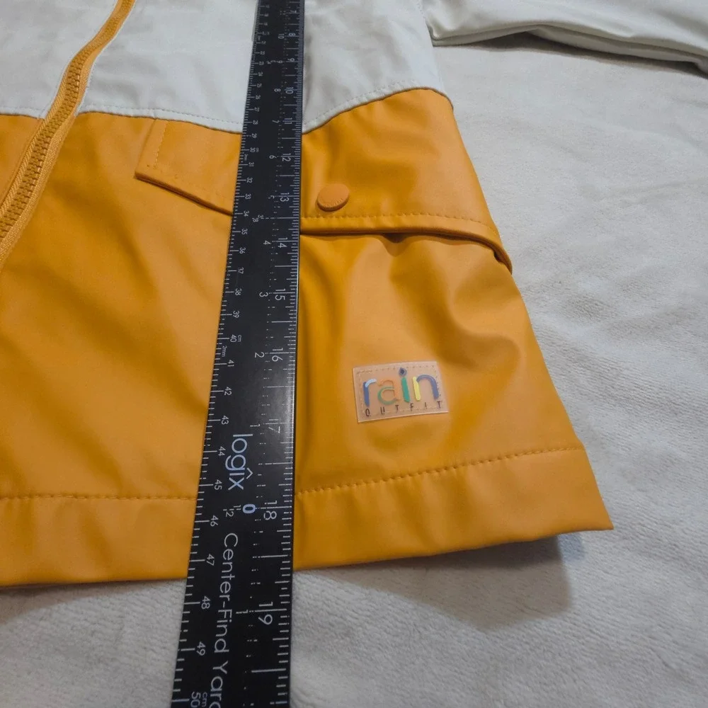 Zara Kids Rain Jacket‎ Hooded Colorblock Yellow Cream Size 3-4 Years NWOT